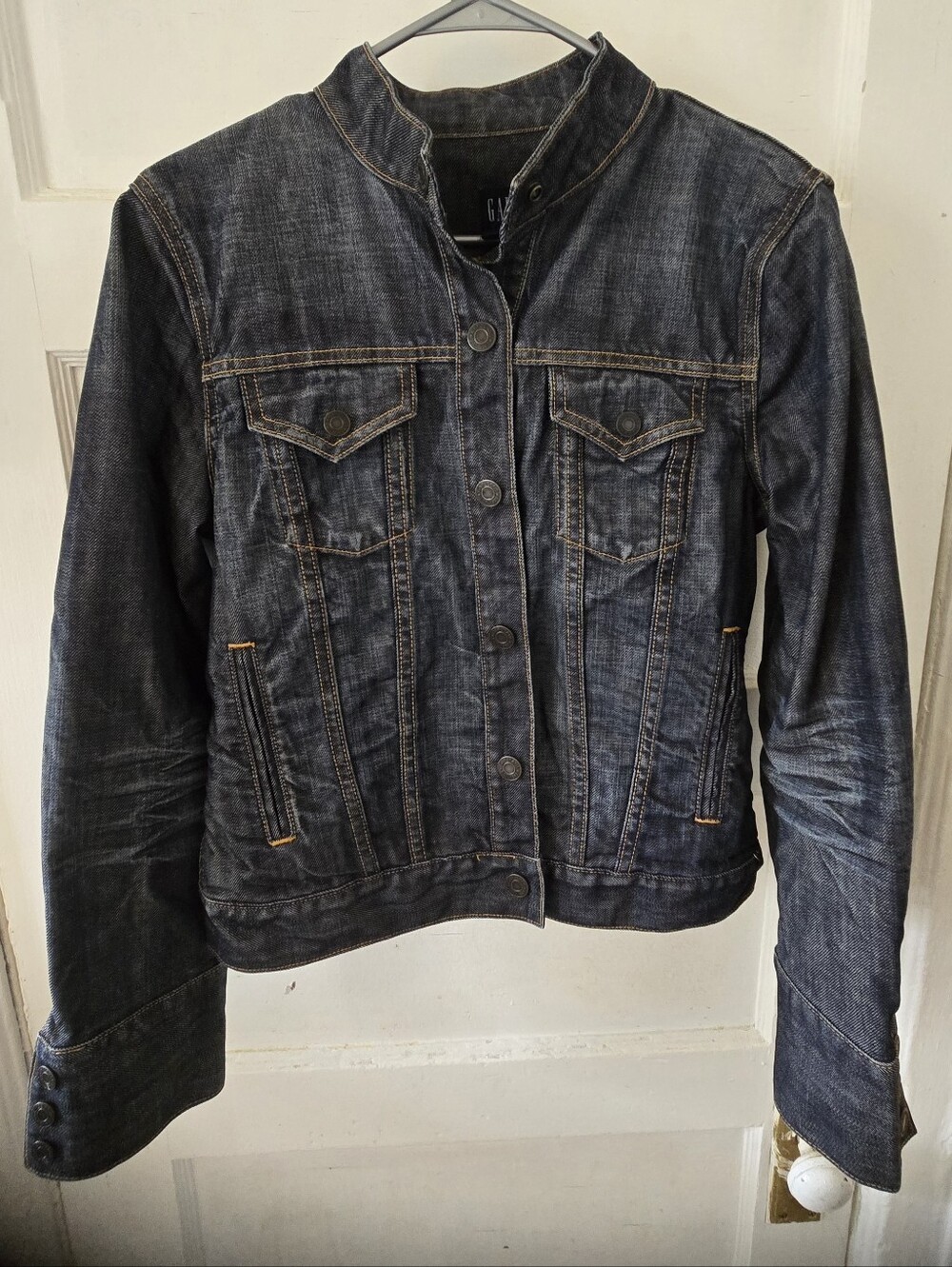 GAP Dark Wash Denim Jacket with Stand Collar